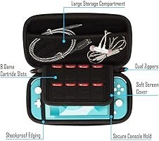 Resim TECHGEAR Switch Lite Case, HRD01 DeluxeTRVL Case, Siyah 