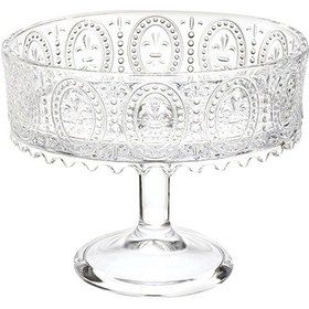 Resim El Yapımı Şeffaf Cam Yuvarlak Ayaklı Sunum Kasesı Sunumluk 19x15 