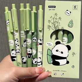 Resim 6 Adet Yeni Panda Süper Sevimli Yüksek Değerli İtici Nötr Kalem Ins Rüzgar Basit Fırça Kalem Dayanıklı Kız Kalp İmza Kalemi [siyah Mürekkep] 
