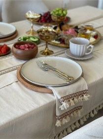 Resim Dnc Home Tekstil Ndchome 12li Amerikan Servis Runner Seti Krem 