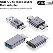 Resim USB Micro B'den USB A/C Adaptör 10Gbps, Güç Dağıtım ve Veri Transfer Özellikli Erkek Dişi-Type C Dönüştürme Kablosu (Plug & Play), Harici Sür 