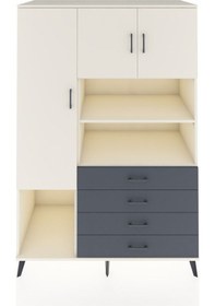 Resim Kronos Dolap 7 Raflı 4 Çekmeceli 3 Kapaklı 132x59x195 Aytaşı-aytaşı/antrasit Aytası/antrasıt 