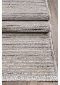 Resim Saraz Halı Dizayn Şönil Dokuma Kayma Yapmaz Makinede Yıkanabilir Leke Tutmaz Kesme Bohem Kilim Krem Krem 