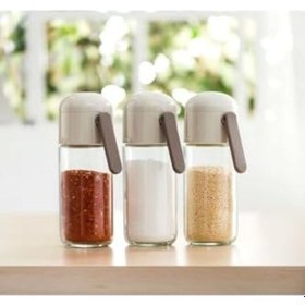 Resim Pinmoo Easy Ayarlı Tuzluk-biberlik- Baharatlık 250 Ml. Cam Bej Açık Gri 