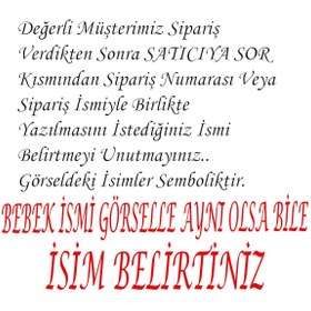 Resim yzc home size dair... E66 Ty Ekru Renk Isme Özel Isimli Baskılı Bebek Yastık Tulum Şapka Eldiven Set Hastane Çıkışı 