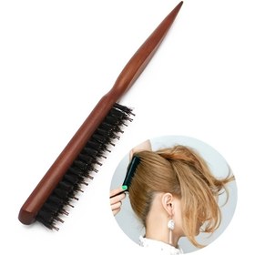 Resim Profesyonel Saç Çizgisi Fırça Tarak - Salon Kalitesinde Naylon Kıllar, Lotus Ahşap Saplı, Dayanıklı ABS Plastik, Stil ve Bölme için İdeal, Saç Stil Aracı | Profesyonel Saç Tarak | Naylon Kıllar, Kuaförlük Aksesuarı 