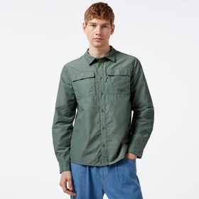 Resim Jack Wolfskin Barrier L/S Erkek Yeşil Outdoor Gömlek 