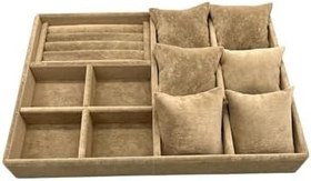 Resim Oslo Model Süet Kaplama Sütlü kahve Renk 24/34 Cm Yastıklı Takı Sergileme Standı 
