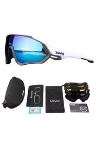 Resim KAPVOE Cyclone Değişebilir 5 Lens Mtb Polarize Bisiklet Spor Dağ Kayak Gözlüğü 