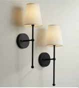 Resim Modern Tasarım Duvar Aplik 2 Adet Siyah Gövde Elektrikle Çalışan Siyah 