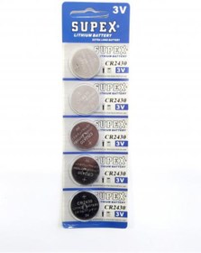 Resim Supex Cr2430 C5 3v Lityum Düğme Pil 5'li Paket 