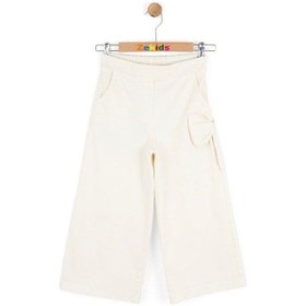Resim Zekids Kız Çocuk Fiyonk Detaylı Geniş Paça Pantolon-16153 Krem 