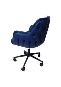 Resim Büro Sandalyesi Siyah Metal Ayaklı Mavi Renkli Suni Deri 