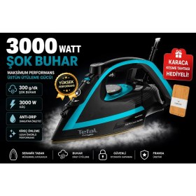 Resim Tefal Buharlı Ütü 3000 Watt Şok Buharlı Puregliss Otomatik Kapanma Durilium Airglide Teknolojisi 