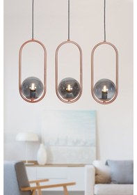 Resim Luzarana Zenga 3 Lü Bakır Metal Gövde Füme Camlı Tasarım Lüx Sıralı A... Çok Renkli 