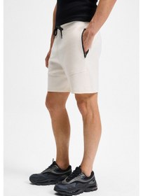 Resim Grimelange KONSA Erkek Beli Lastikli Kordonlu Yanları Fermuarlı Cepli Relaxed Fit Ekru Şort & Bermuda 