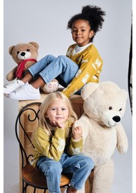 Resim Miababy Ayıcık Desenli Hırka T-shirt Denim Pantolon Takım Hardal 