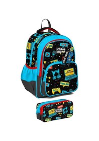Resim Coral High İlkokul Sırt Çantası ve Kalemlik Seti - Erkek Çocuk - Siyah Mavi Gamer 