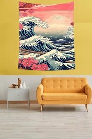 Resim Pelangi Büyük Dalgalar Leke Tutmaz Kumaş Duvar Örtüsü Duvar Halısı Tapestry PNTR353, 70 x 100 