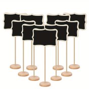 Resim 6/12 Adet Mini Siyah Tahta Standlı, Mesaj Tahtası, Küçük Çizim Tahtası, Düğünler, Doğum Günü Partileri, Masa Numaraları, Yiyecek İşaretleri, Etkinlik Dekorasyonu için Ahşap Tahta 
