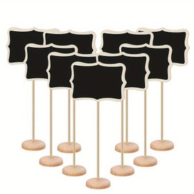 Resim 6/12 Adet Mini Siyah Tahta Standlı, Mesaj Tahtası, Küçük Çizim Tahtası, Düğünler, Doğum Günü Partileri, Masa Numaraları, Yiyecek İşaretleri, Etkinlik Dekorasyonu için Ahşap Tahta 