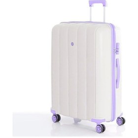 Resim Mçs 3lü Set Kırılmaz Silikon Seyahat Valizi Bavulu V305 Kemik Lila Bej 