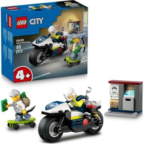 Resim City Motosikleti Takibi 60455-4 Yaş Üzeri Kız ve Erkek Çocuklar Için Motosikleti Oyuncağı, Hırsız Kaçış Kaykayı ve Mini Açılabilir Atm Içeren Yaratıcı Oyuncak Yapım Seti (65 Parça) 