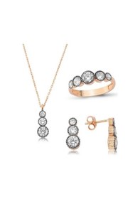Resim Gümüş Elmas Model 5 Taş Kadın Set (46925557) 