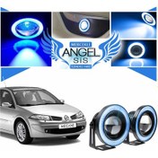 Resim Renault Megane 2 Uyumlu, Universal Mercekli Led Angel Sis Farı, 76mm Buz Mavi Renk 