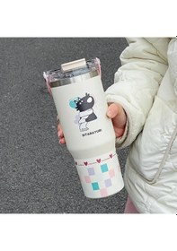 Resim Gateesat Pembe Yavru Köpek Desenli 30.43oz Çift Duvarlı Seyahat Bardağı 