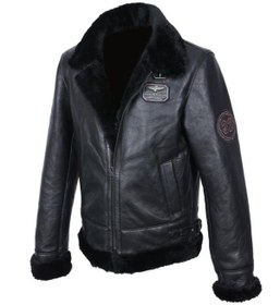 Resim Sanalbolluk Pilot Model Spor Erkek Deri Mont Siyah Renk 