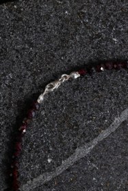 Resim Lal Garnet Fasetli Doğal Taş Kolye - 45 cm 