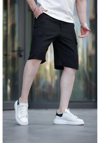 Resim Madmext Siyah Kargo Cepli Erkek Şort E6571 Siyah 