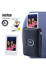 Resim Fujifilm Instax Mini Link 2 Uzay Mavisi Akıllı Telefon Yazıcısı 20LI Mini Film ve Çerçeve 