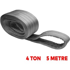 Resim Badem10 Sapan Polyester Spanzet 4 Ton 5 Metre Gri Sağlam Yük Kaldırma Taşıma İndirme Halat 