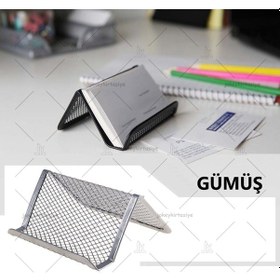 Resim Masa Üstü Metal Perfore Kartvizitlik (gümüş) 