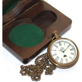 Resim Ahşap Kutulu Pirinç Köstekli Saat Model 7 