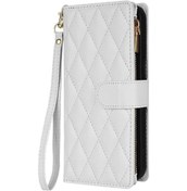 Resim İphone Uyumlu Se2 İçin Moda Cüzdan Kılıf Standlı Kartlık Fermuarlı Cepli Koruyucu Kapak Bileklik 