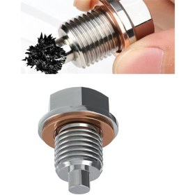 Resim Padalink M14x1.5 304 Paslanmaz Çelik Manyetik Yağ Sızıntı Somunu, Motoru Korumak İçin Ndfeb Manyeti Ve Bakır Washer 1 Adet Somun + 5 Adet Washer 