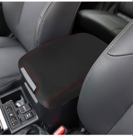Resim Toyota Prado 2010-2019 İçin Araba Merkezi Kolçak Kutusu Koruyucu Deri Kapak Siyah Kırmızı 1 Adet 