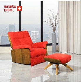 Resim Smarto Relax Tv Koltuğu Madrid Elektrikli Kontrol Panelli Ergonomik Kırmızı Deri Dekoratif Baba Koltuğu Kırmızı 