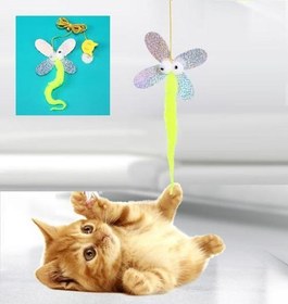 Resim Kelebek Model Elastik Kendinden Yapışkanlı Kedi Oyun Oltası 