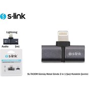 Resim S-link SL-TA30M Lightning Gümüş Metal Gövde 2 in 1 Şarj+Kulaklık Çevirici 