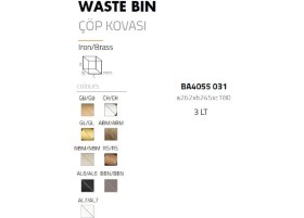 Resim System Banyo Aksesuarları Pedallı Kare Çöp Kovası 3 Lt Saten 262x245x180 mm 