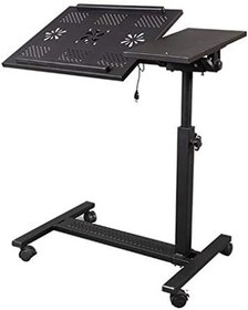 Resim Hodbehod Eğim Ve Yerden Yükseklik Ayarlı Tekerli Mouse Bölmeli Fanlı Laptop Sehpası 