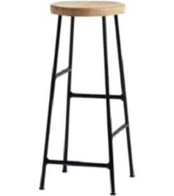 Resim Z Model Yuvarlak Doğal Ahşap Bar Taburesi Siyah 
