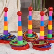 Resim Renkli Plastik Spor Halka Atma Oyun Seti, Gençler Karnavalı Açık Oyun Kombin Seti, Spor Plastik Halka Atma Oyunu, Doğum Günü Partisi / Noel Hediyesi 