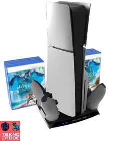 Resim beboncool P5D-002 Ps5 Slim Disk/Ps5 Slim Dijital Uyumlu Stand Şarj Cihazı Soğutucu Fan 