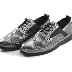 Resim Ernas L21 Deri Gri Oxford Ortopedik Günlük Casual Kadın Iş Ayakkabı 