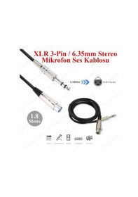 Resim Xlr 3-Pin Dişi 6.35Mm Stereo Fiş Korumalı Mikrofon Kablosu - 1.8M 